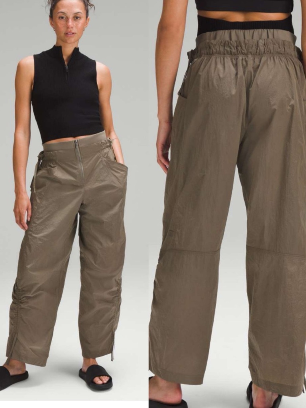 Lululemon Cinchable Wide-Leg High-Rise Pant Nomad Khaki Brown Sz 2 Casual Travel